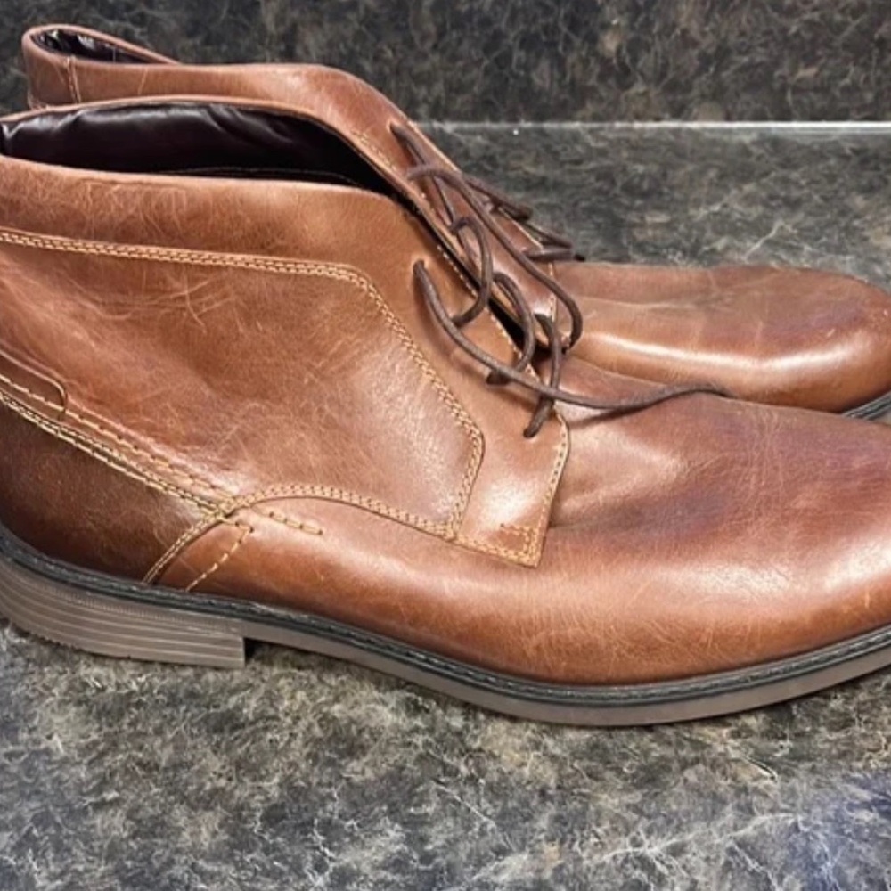 Rockport brown lather ankle boots size US 12 EU 46.5